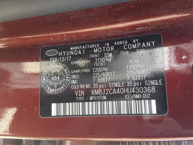 Photo 9 VIN: KM8J2CA40HU430368 - HYUNDAI TUCSON 