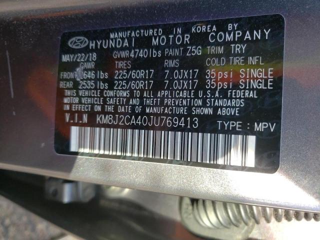 Photo 9 VIN: KM8J2CA40JU769413 - HYUNDAI TUCSON SE 