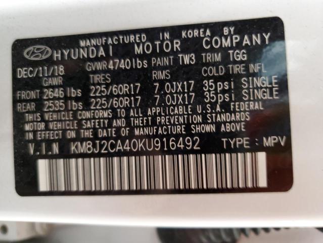 Photo 9 VIN: KM8J2CA40KU916492 - HYUNDAI TUCSON SE 