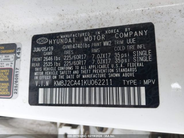 Photo 8 VIN: KM8J2CA41KU062211 - HYUNDAI TUCSON 