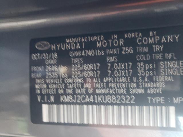 Photo 9 VIN: KM8J2CA41KU882322 - HYUNDAI TUCSON SE 