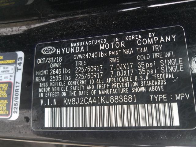 Photo 9 VIN: KM8J2CA41KU883681 - HYUNDAI TUCSON SE 