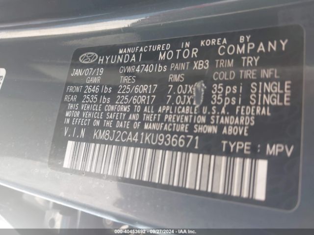 Photo 8 VIN: KM8J2CA41KU936671 - HYUNDAI TUCSON 