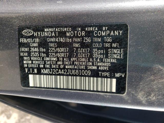 Photo 9 VIN: KM8J2CA42JU681009 - HYUNDAI TUCSON SE 