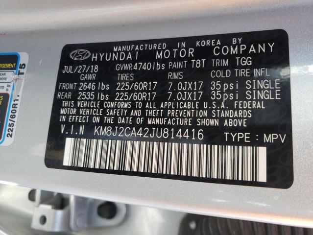 Photo 12 VIN: KM8J2CA42JU814416 - HYUNDAI TUCSON SE 