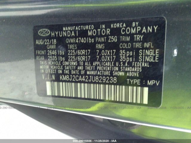 Photo 8 VIN: KM8J2CA42JU829238 - HYUNDAI TUCSON 