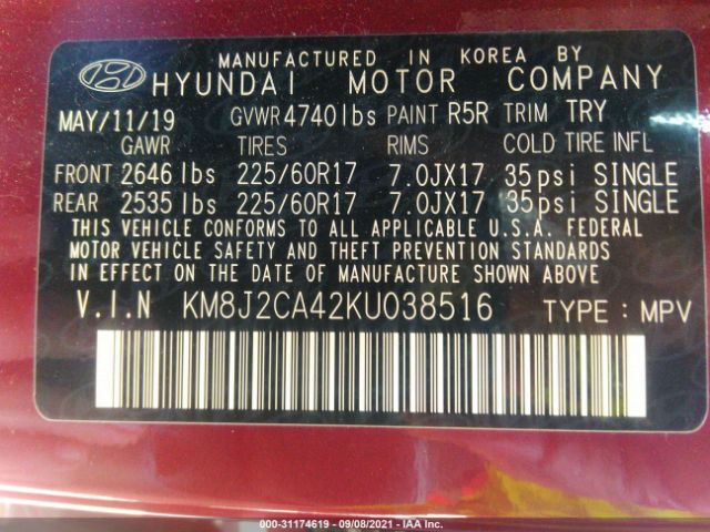 Photo 8 VIN: KM8J2CA42KU038516 - HYUNDAI TUCSON 