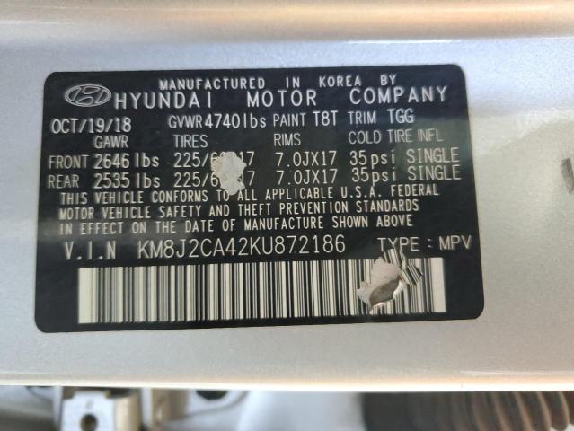 Photo 12 VIN: KM8J2CA42KU872186 - HYUNDAI TUCSON SE 