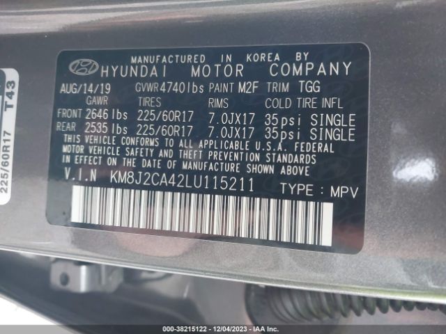 Photo 8 VIN: KM8J2CA42LU115211 - HYUNDAI TUCSON 