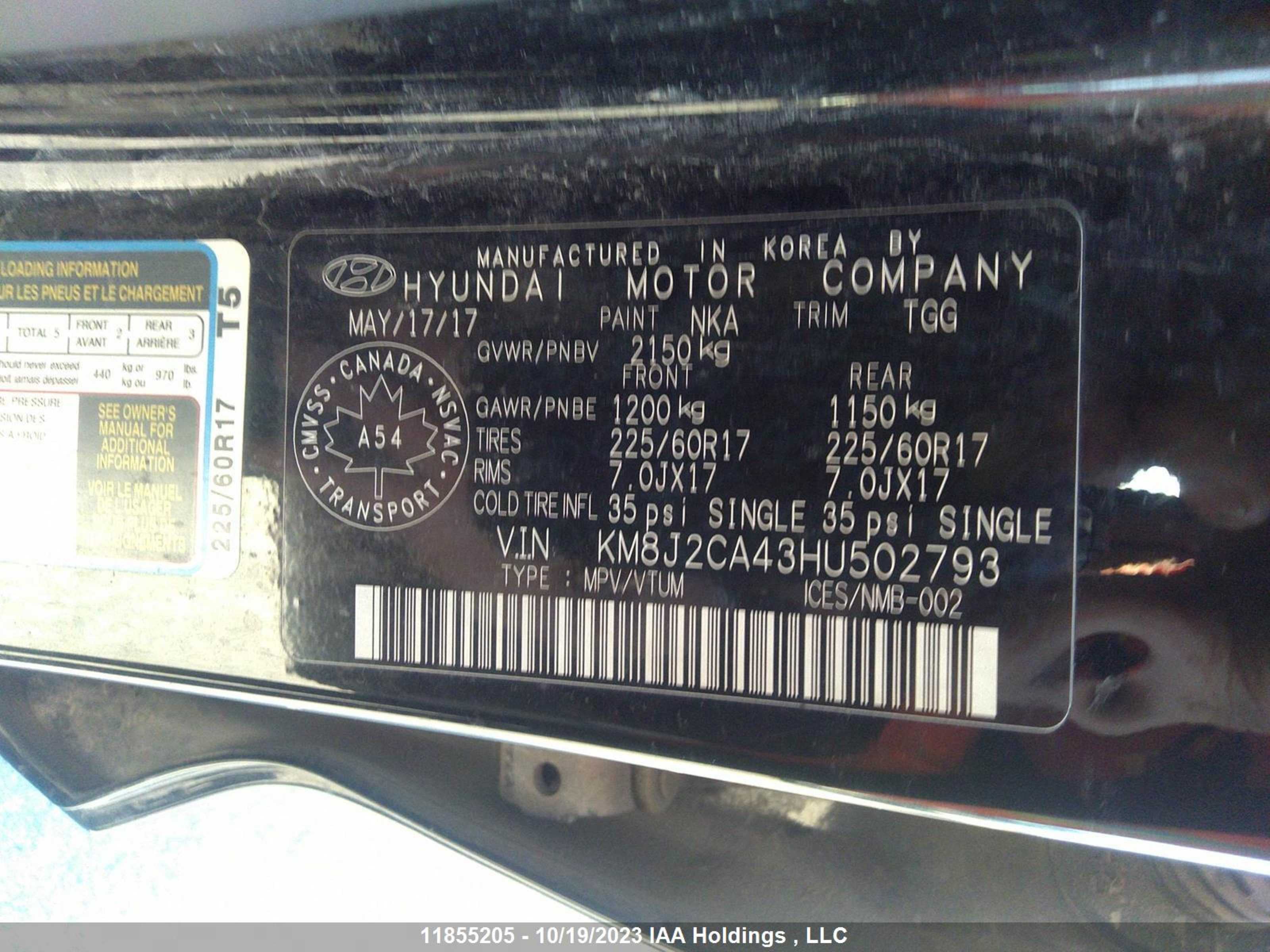 Photo 8 VIN: KM8J2CA43HU502793 - HYUNDAI TUCSON 