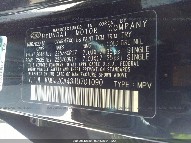 Photo 8 VIN: KM8J2CA43JU701090 - HYUNDAI TUCSON 