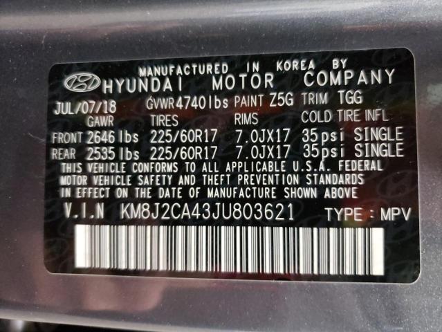 Photo 12 VIN: KM8J2CA43JU803621 - HYUNDAI TUCSON 