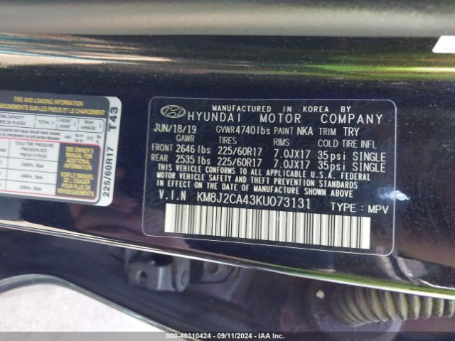 Photo 8 VIN: KM8J2CA43KU073131 - HYUNDAI TUCSON 