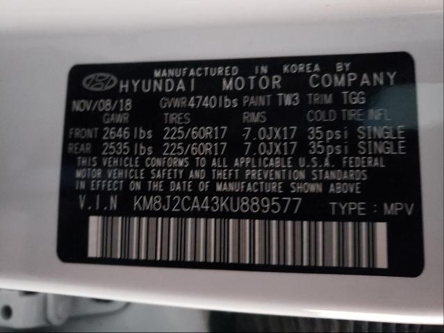 Photo 9 VIN: KM8J2CA43KU889577 - HYUNDAI TUCSON SE 