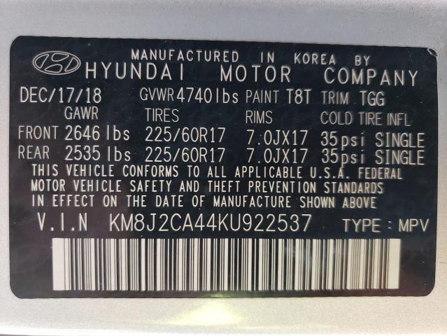 Photo 12 VIN: KM8J2CA44KU922537 - HYUNDAI TUCSON 