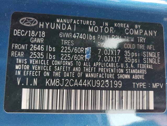 Photo 12 VIN: KM8J2CA44KU923199 - HYUNDAI TUCSON SE 