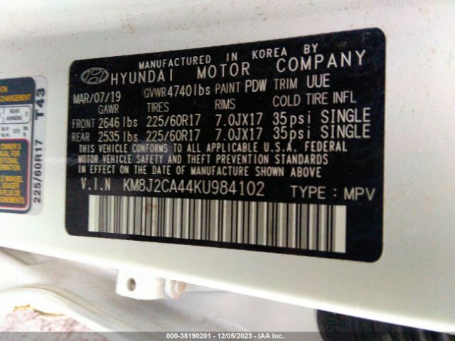 Photo 8 VIN: KM8J2CA44KU984102 - HYUNDAI TUCSON 