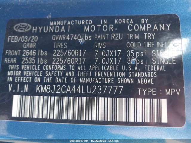 Photo 8 VIN: KM8J2CA44LU237777 - HYUNDAI TUCSON 