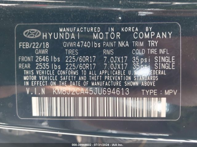 Photo 8 VIN: KM8J2CA45JU694613 - HYUNDAI TUCSON 