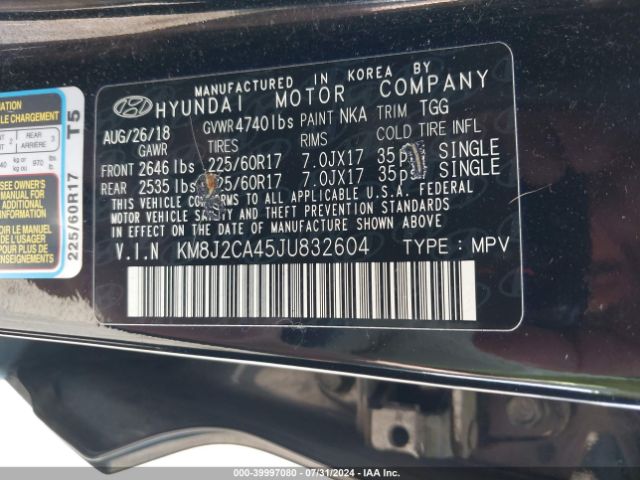 Photo 8 VIN: KM8J2CA45JU832604 - HYUNDAI TUCSON 