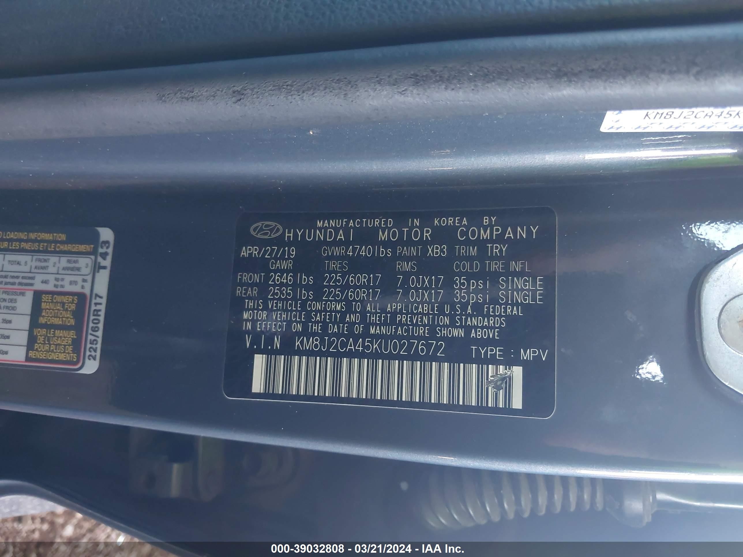 Photo 8 VIN: KM8J2CA45KU027672 - HYUNDAI TUCSON 