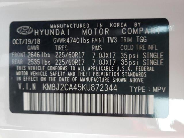 Photo 9 VIN: KM8J2CA45KU872344 - HYUNDAI TUCSON SE 