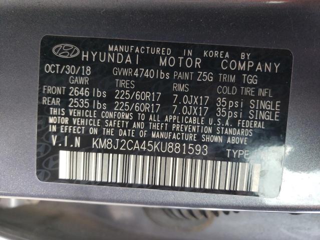 Photo 9 VIN: KM8J2CA45KU881593 - HYUNDAI TUCSON SE 