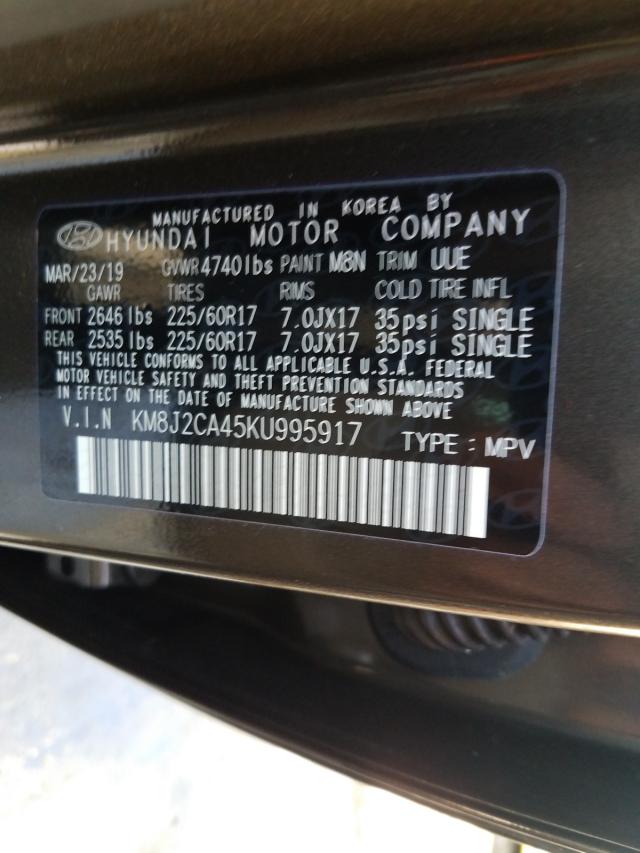 Photo 9 VIN: KM8J2CA45KU995917 - HYUNDAI TUCSON SE 