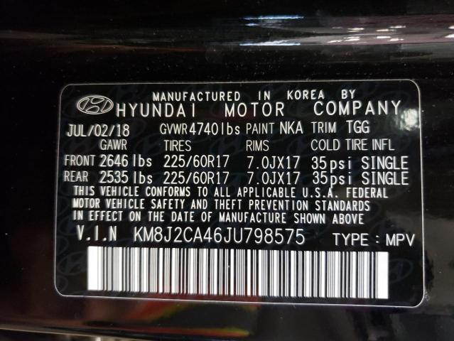 Photo 11 VIN: KM8J2CA46JU798575 - HYUNDAI TUCSON SE 