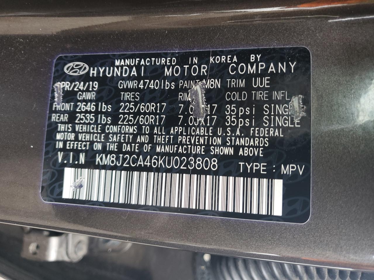 Photo 13 VIN: KM8J2CA46KU023808 - HYUNDAI TUCSON 