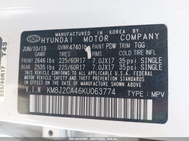 Photo 8 VIN: KM8J2CA46KU063774 - HYUNDAI TUCSON 