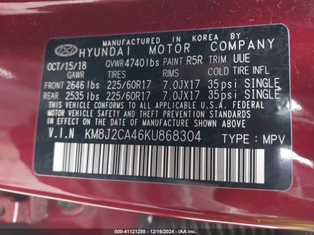 Photo 8 VIN: KM8J2CA46KU868304 - HYUNDAI TUCSON 