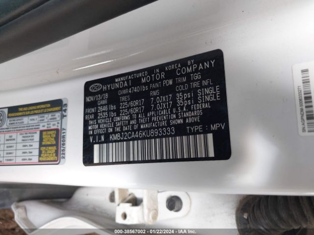 Photo 8 VIN: KM8J2CA46KU893333 - HYUNDAI TUCSON 