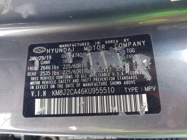 Photo 8 VIN: KM8J2CA46KU955510 - HYUNDAI TUCSON 