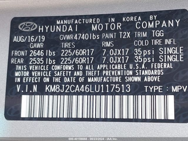 Photo 8 VIN: KM8J2CA46LU117513 - HYUNDAI TUCSON 