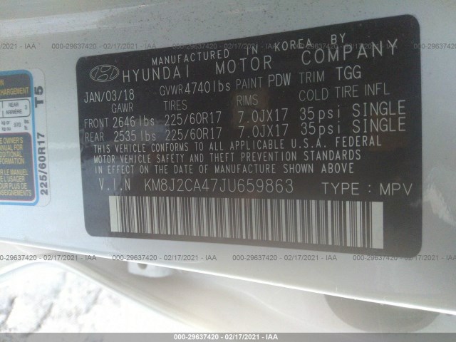 Photo 8 VIN: KM8J2CA47JU659863 - HYUNDAI TUCSON 