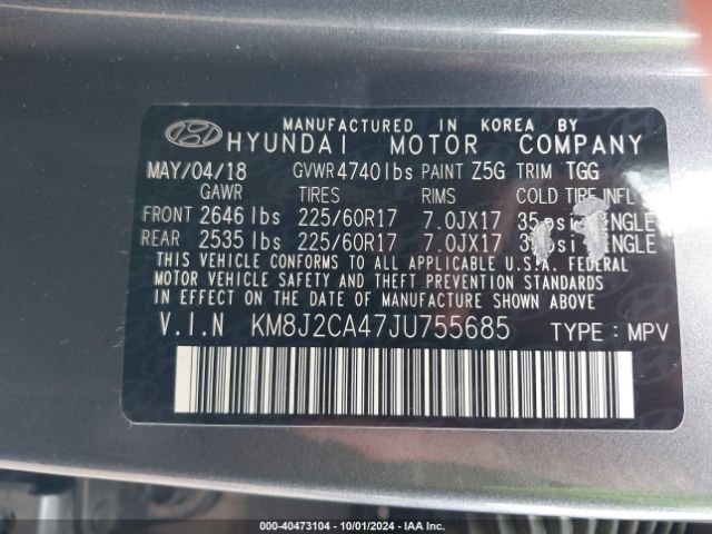 Photo 8 VIN: KM8J2CA47JU755685 - HYUNDAI TUCSON 