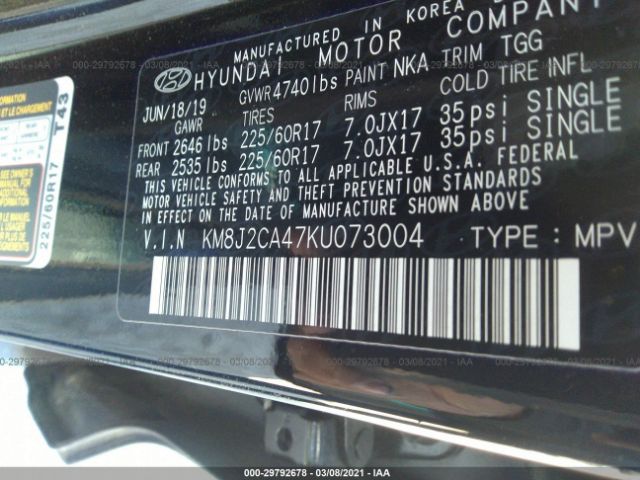 Photo 8 VIN: KM8J2CA47KU073004 - HYUNDAI TUCSON 