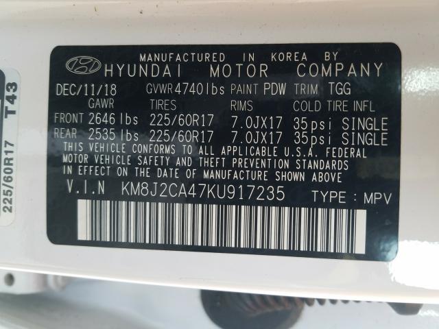 Photo 9 VIN: KM8J2CA47KU917235 - HYUNDAI TUCSON SE 