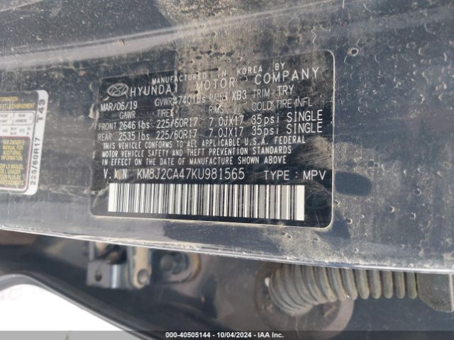 Photo 8 VIN: KM8J2CA47KU981565 - HYUNDAI TUCSON 