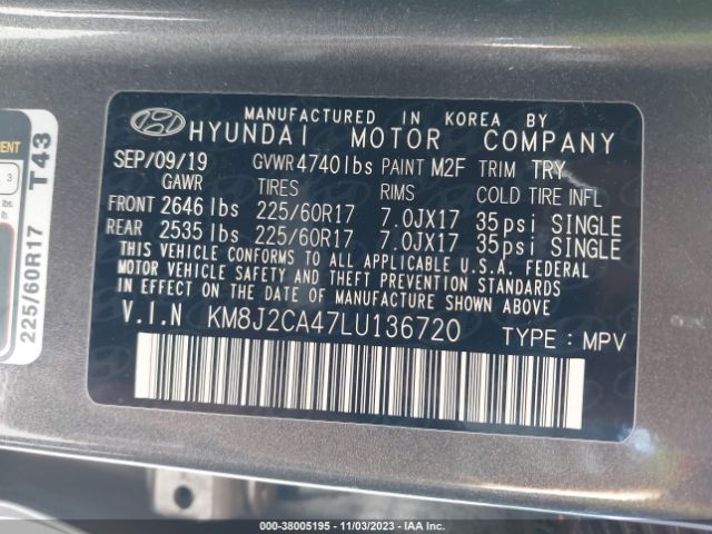 Photo 8 VIN: KM8J2CA47LU136720 - HYUNDAI TUCSON 