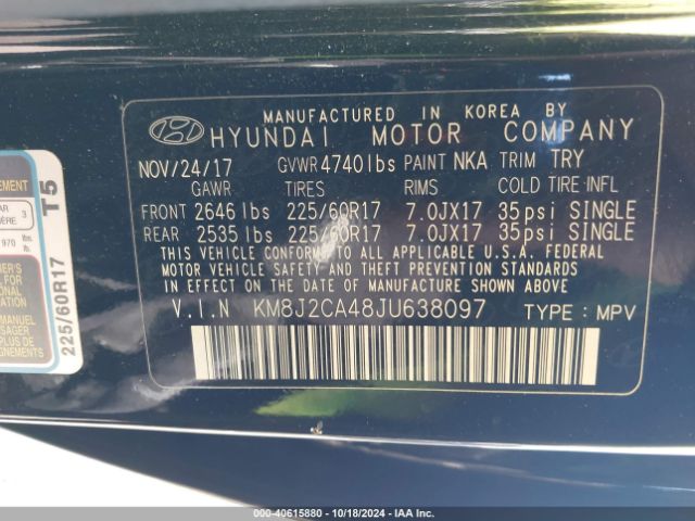 Photo 8 VIN: KM8J2CA48JU638097 - HYUNDAI TUCSON 