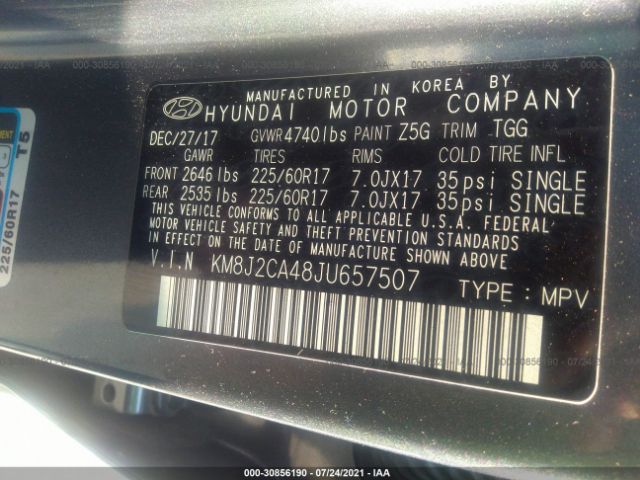 Photo 8 VIN: KM8J2CA48JU657507 - HYUNDAI TUCSON 