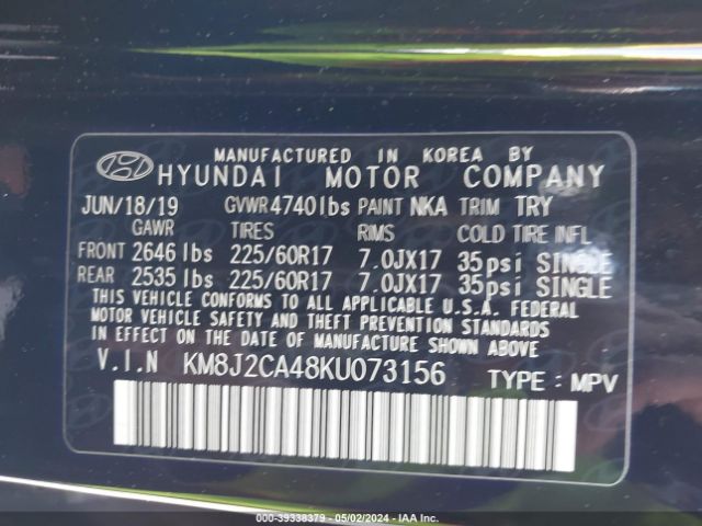 Photo 8 VIN: KM8J2CA48KU073156 - HYUNDAI TUCSON 