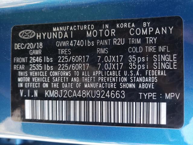 Photo 12 VIN: KM8J2CA48KU924663 - HYUNDAI TUCSON SE 