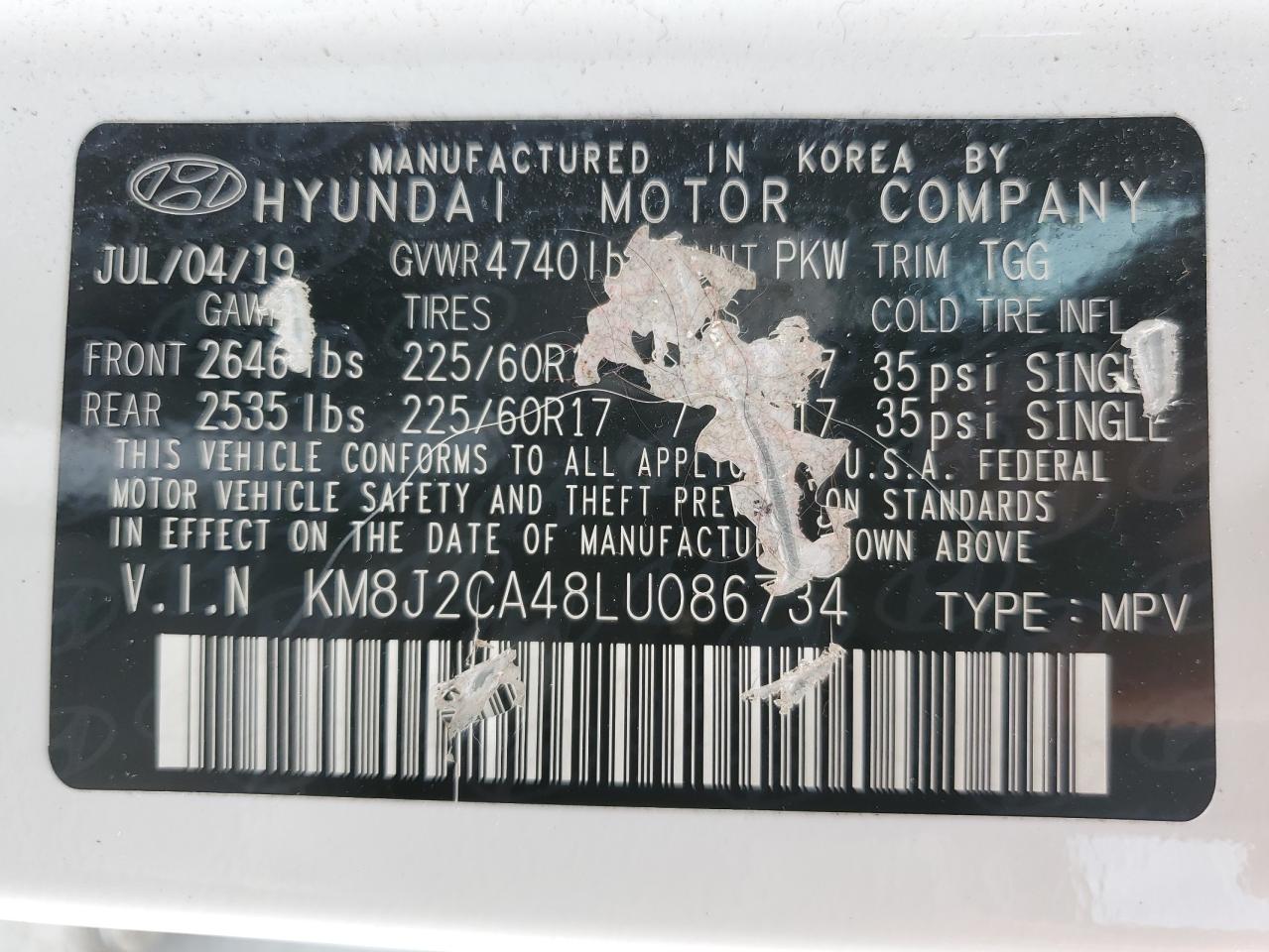 Photo 13 VIN: KM8J2CA48LU086734 - HYUNDAI TUCSON 