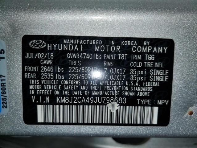 Photo 12 VIN: KM8J2CA49JU798683 - HYUNDAI TUCSON 