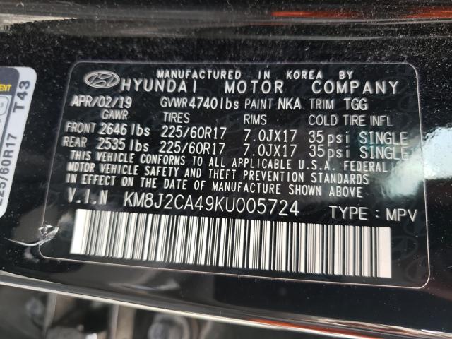 Photo 9 VIN: KM8J2CA49KU005724 - HYUNDAI TUCSON SE 