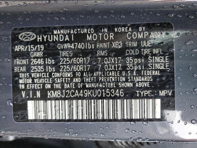 Photo 11 VIN: KM8J2CA49KU015346 - HYUNDAI TUCSON 