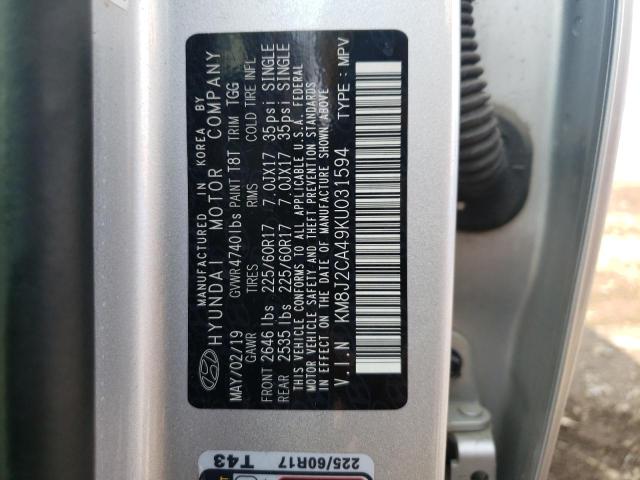 Photo 9 VIN: KM8J2CA49KU031594 - HYUNDAI TUCSON SE 